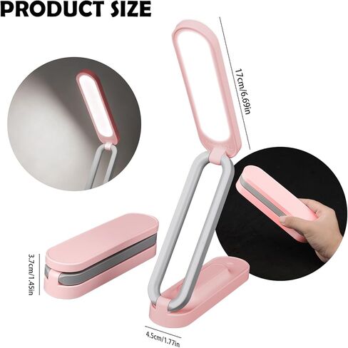 Rechargeable LED Desk Lamp, Foldable Portable Table Light with 3 Brightness Levels,Type-C USB Charging,Small Desk Lamp,Portable Bedside Wireless Reading Light,Home, Office, Nail Art,Craft,Pink in Saudi Arabia