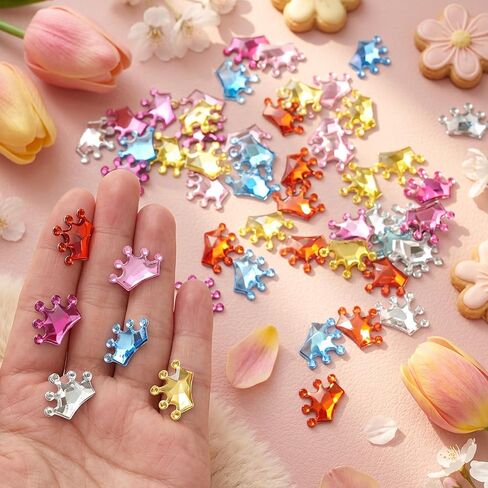 60 Pcs Mini Resin Crown, Multicolor Flat Back Tiny Crown Charms for DIY Crafts, Scrapbooking, Phone Cases, Clothing Decoration (Red, Blue, Pink, Rose Red, Clear) in Kuwait