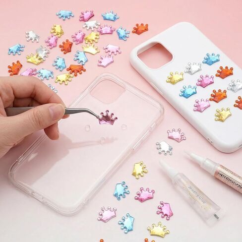 60 Pcs Mini Resin Crown, Multicolor Flat Back Tiny Crown Charms for DIY Crafts, Scrapbooking, Phone Cases, Clothing Decoration (Red, Blue, Pink, Rose Red, Clear) in Kuwait