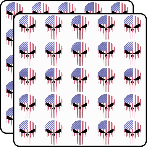 American Flag Skull Punisher Style Patriotic USA Military Tactical Design 50pcs 1" Vinyl Sticker Pack in Kuwait