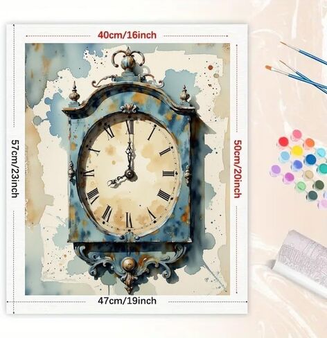 TAOPAOLAB Antique Decor Paint by Numbers Kit for Adults - DIY Rustic Wall Clock Painting on Canvas 16×20 Inches, Acrylic Paint Set, Suitable for Beginners, Art for Home Decoration or Gifts in Kuwait
