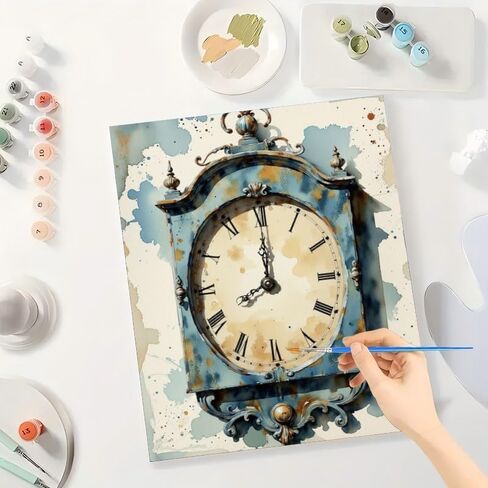 TAOPAOLAB Antique Decor Paint by Numbers Kit for Adults - DIY Rustic Wall Clock Painting on Canvas 16×20 Inches, Acrylic Paint Set, Suitable for Beginners, Art for Home Decoration or Gifts in Kuwait