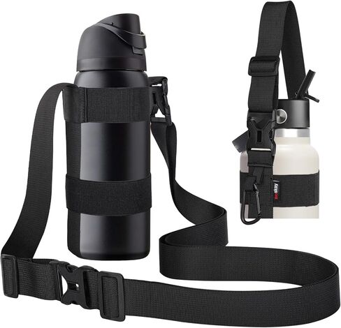 Water Bottle Holder with Strap, Handle Strap Sling with Adjustable Shoulder Strap & Carabiner 12oz-40oz for Hydro Flask Water Bottle Sports Gym Hiking Camping Walking… in Kuwait
