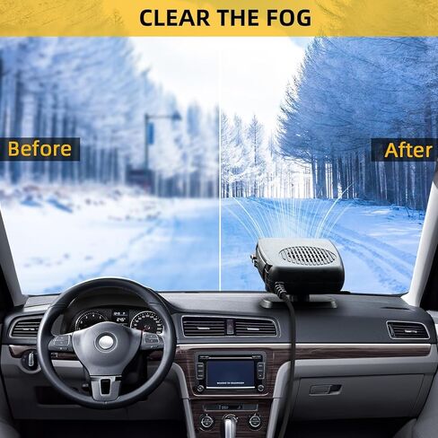 12V 200W Portable Car Heater & Windshield Defroster – 2-in-1 Fast Heating & Cooling Fan with 360° Rotatable Base, Plug In Cigarette Lighter Car Heaters for Vehicle, Car, SUV, Truck & RV in Saudi Arabia