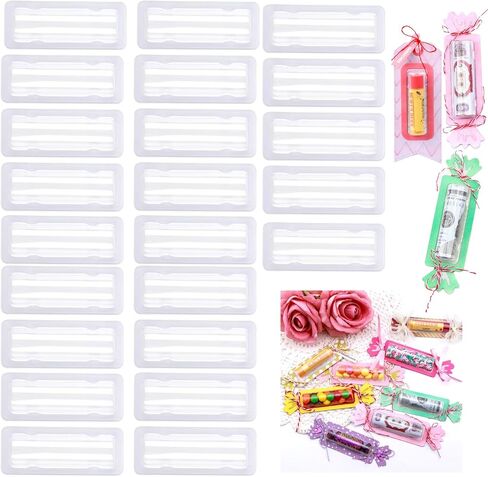 BAOFALI 40PCS Large 3.7x1.5inch Plastic Clear Rectangle Domes; Self-Adhesive for DIY Lip Balm Pouches Money Holder Candies Craft Gift Cards Shaker Card Making Scrapbooking Tool in Saudi Arabia