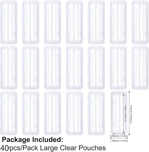 BAOFALI 40PCS Large 3.7x1.5inch Plastic Clear Rectangle Domes; Self-Adhesive for DIY Lip Balm Pouches Money Holder Candies Craft Gift Cards Shaker Card Making Scrapbooking Tool in Saudi Arabia