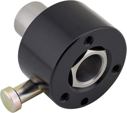 عجلة قيادة سداسية من Speedway Motors مجموعة سريعة التحرير مع زر ضغط، محور من الألومنيوم الخام وغطاء فولاذي ملحوم ¾ بوصة، ملاءمة عالمية، لمسة نهائية مؤكسدة، الطول الإجمالي 2.5 بوصة in Kuwait