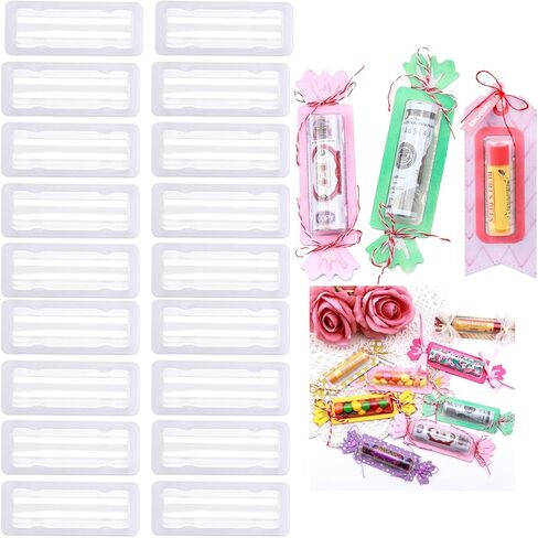 BAOFALI 40PCS Large 3.7x1.5inch Plastic Clear Rectangle Domes; Self-Adhesive for DIY Lip Balm Pouches Money Holder Candies Craft Gift Cards Shaker Card Making Scrapbooking Tool in Saudi Arabia