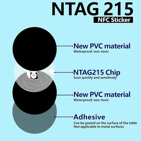 50pcs NFC Stickers NTAG215 NFC Tags Sticker Black NFC Cards RFID Tags Programmable NFC Stickers iPhone Compatible with TagMo and NFC Enabled Mobile Phones Devices in Saudi Arabia