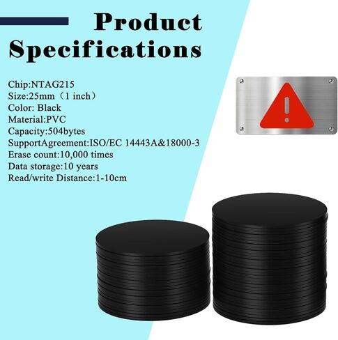 50pcs NFC Stickers NTAG215 NFC Tags Sticker Black NFC Cards RFID Tags Programmable NFC Stickers iPhone Compatible with TagMo and NFC Enabled Mobile Phones Devices in Saudi Arabia