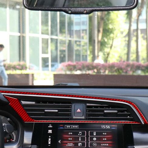 Real Carbon Fiber Compatible with Honda 10th Gen Civic 2016 2017 2018 2019 2020 2021 Accessories Car Driver Side Dashboard Cover Decoration Trim Interior Sticker Decals Red in Saudi Arabia