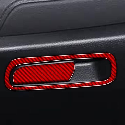 ألياف الكربون الحقيقية متوافقة مع Honda 10th Gen Civic 2016 2017 2018 2019 2020 2021 ملحقات غطاء لوحة القيادة الجانبية لسائق السيارة زخرفة زخرفة الملصقات الداخلية باللون الأحمر in Kuwait