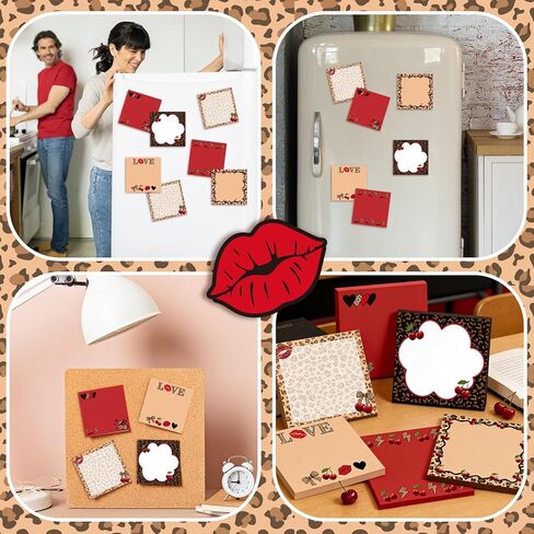 12 Pads Cheetah Cherry Print Sticky Notes Bulk 3x3 inch Leopard Cherry Self-Adhesive Memo Pads Red Cheetah Cherry for Journaling Home Meeting Office Desk Planners Favors Supplies in Saudi Arabia