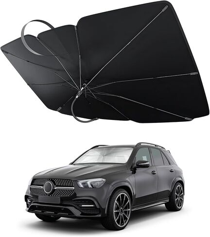 Car Windshield Sunshade Umbrella, 57"×34" Auto Front Window Sun Shade Cover with 360° Bendable Handle, Foldable Vehicle Windshield Sunshade Umbrella for Sun & UV Protection (XL) in Saudi Arabia
