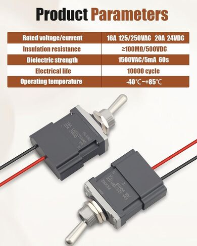 Toggle Switch 12V Heavy Duty, SPST ON/Off Latching Waterproof IP68 Rocker Switch, Pre-Wired 16A 125/250VAC 20A 24VDC for Car, Truck, Boat, Marine & Powersports – 2 Pack in Kuwait
