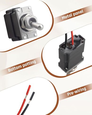 Toggle Switch 12V Heavy Duty, SPST ON/Off Latching Waterproof IP68 Rocker Switch, Pre-Wired 16A 125/250VAC 20A 24VDC for Car, Truck, Boat, Marine & Powersports – 2 Pack in Kuwait