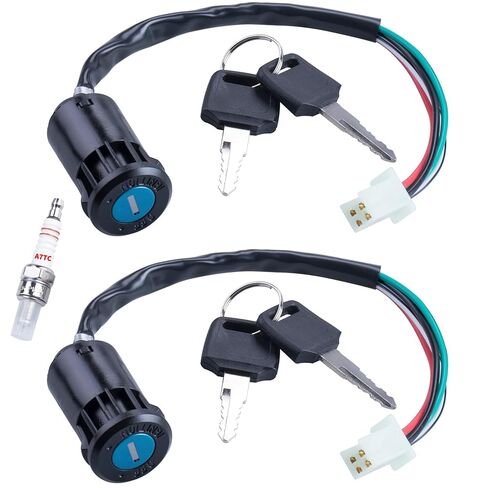 Ignition Key Switch 2pcs 4-Wire 4-pin and A7TC Spark Plug Replacement for Taotao Coolster Sunl 50cc 70cc 90cc 110cc 125cc Chinese ATV Dirt Bike Quad Go Kart Moped Scooter Parts in Kuwait