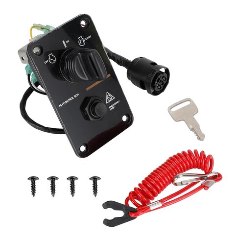 Marine Single Engine Ignition Switch Panel Kit fit for Yamaha Outboard Control 704-82570-08-00 with Keys Emergency Stop Switch Wiring Harness Mounting Screws 704-82570-12-00 704-82570-11-00 in Kuwait
