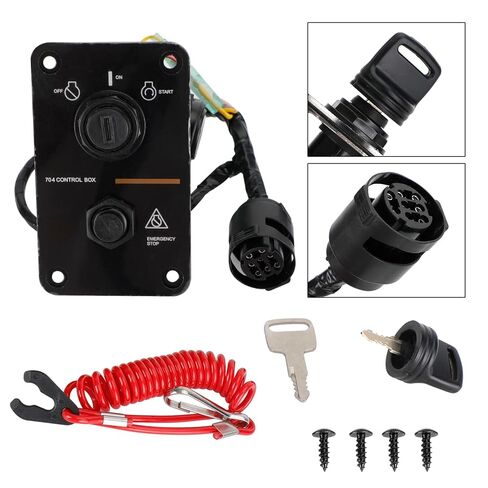 Marine Single Engine Ignition Switch Panel Kit fit for Yamaha Outboard Control 704-82570-08-00 with Keys Emergency Stop Switch Wiring Harness Mounting Screws 704-82570-12-00 704-82570-11-00 in Kuwait