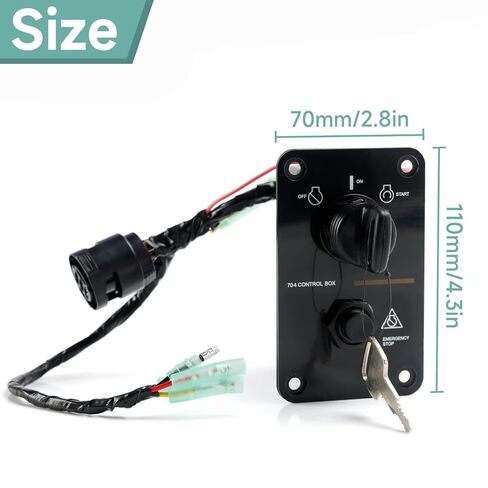 Marine Single Engine Ignition Switch Panel Kit fit for Yamaha Outboard Control 704-82570-08-00 with Keys Emergency Stop Switch Wiring Harness Mounting Screws 704-82570-12-00 704-82570-11-00 in Kuwait