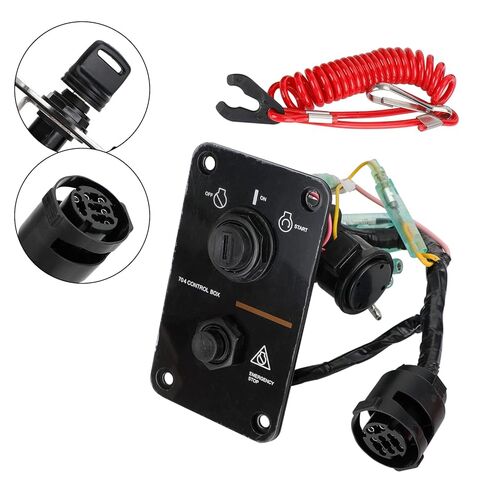 Marine Single Engine Ignition Switch Panel Kit fit for Yamaha Outboard Control 704-82570-08-00 with Keys Emergency Stop Switch Wiring Harness Mounting Screws 704-82570-12-00 704-82570-11-00 in Kuwait