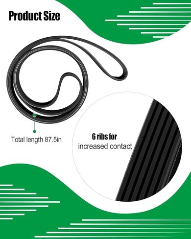 87.5In Serpentine Drive Belt Fit for Chevy Express Silverado 1500 2500, Compatible with Dodge Ram 1500 GMC Sierra 1500, 6 Rib Serpentine Belt Replace 1060875 in Saudi Arabia
