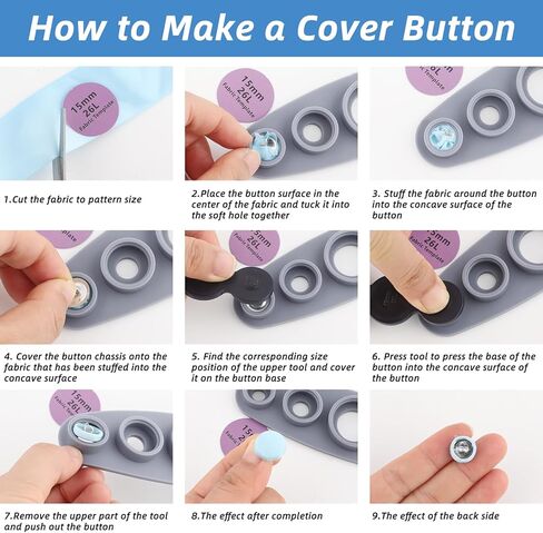 101PCS Cover Button Kit with Tools, DIY Fabric Covered Buttons Set, 5 Different Sizes & Fabric Template, Buttons Making Kit for DIY Covered Buttons, Clothes, Hats, Sweaters, Backpacks and Crafts in Saudi Arabia