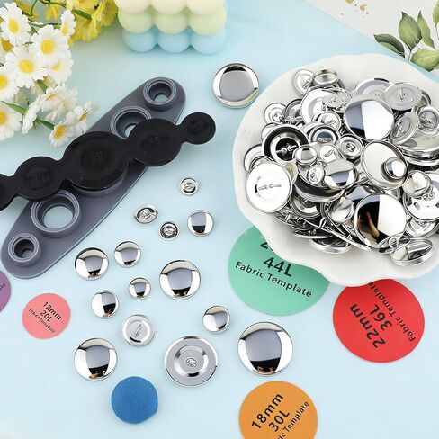 101PCS Cover Button Kit with Tools, DIY Fabric Covered Buttons Set, 5 Different Sizes & Fabric Template, Buttons Making Kit for DIY Covered Buttons, Clothes, Hats, Sweaters, Backpacks and Crafts in Saudi Arabia