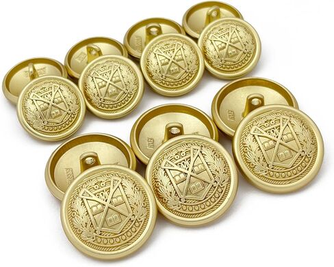 14 Pcs Matte Gold Crest Metal Buttons for Clothes, Vintage-Look Replacement Buttons for Blazers, Suits, Coats, Jackets and Uniforms (6 × 23mm, 8 × 18mm) in Saudi Arabia