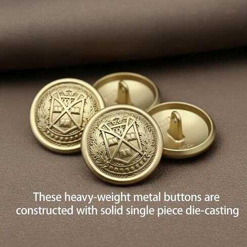 14 Pcs Matte Gold Crest Metal Buttons for Clothes, Vintage-Look Replacement Buttons for Blazers, Suits, Coats, Jackets and Uniforms (6 × 23mm, 8 × 18mm) in Saudi Arabia