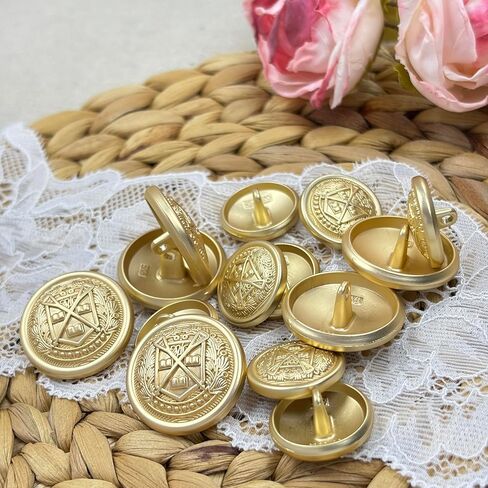 14 Pcs Matte Gold Crest Metal Buttons for Clothes, Vintage-Look Replacement Buttons for Blazers, Suits, Coats, Jackets and Uniforms (6 × 23mm, 8 × 18mm) in Saudi Arabia