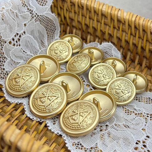 14 Pcs Matte Gold Crest Metal Buttons for Clothes, Vintage-Look Replacement Buttons for Blazers, Suits, Coats, Jackets and Uniforms (6 × 23mm, 8 × 18mm) in Saudi Arabia