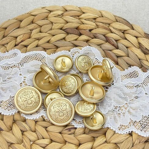14 Pcs Matte Gold Crest Metal Buttons for Clothes, Vintage-Look Replacement Buttons for Blazers, Suits, Coats, Jackets and Uniforms (6 × 23mm, 8 × 18mm) in Saudi Arabia