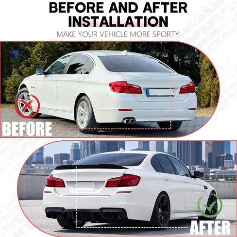 Rear Spoiler for 2011-2016 BMW 5-Series F10/ F10 M5 Sedan, PSM Style BMW 535i 528i 530i Spoiler Top High Back Trunk Wing (Gloss Black) in Saudi Arabia
