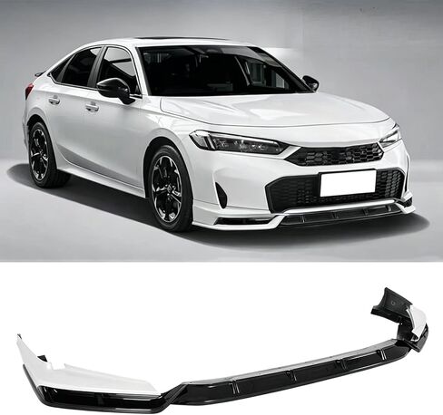 Time Serect Yofer V2 Style Front Spoiler Lip Splitter Kit for Honda Civic Sedan Hatchback 11.5th Gen 2025 2026 2027 2 Toned Painted Finish Front Bumper Lip Kit (White+Black) in Kuwait