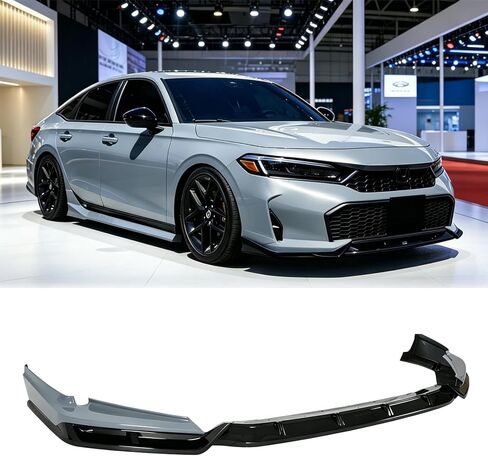 Time Serect Yofer V2 Style Front Spoiler Lip Splitter Kit for Honda Civic Sedan Hatchback 11.5th Gen 2025 2026 2027 2 Toned Painted Finish Front Bumper Lip Kit (White+Black) in Saudi Arabia