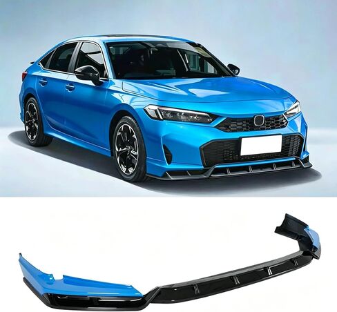 Time Serect Yofer V2 Style Front Spoiler Lip Splitter Kit for Honda Civic Sedan Hatchback 11.5th Gen 2025 2026 2027 2 Toned Painted Finish Front Bumper Lip Kit (White+Black) in Kuwait