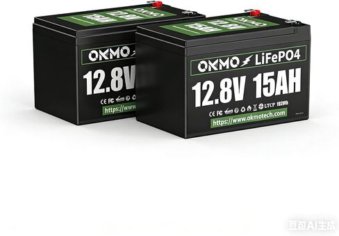 OKMO 12V 15Ah LiFePO4 Lithium Battery 12.8V, 15000+ Deep Cycles rechargeable for Lighting, Kayak Fish Finder, Radio, Backup Power and More in Saudi Arabia