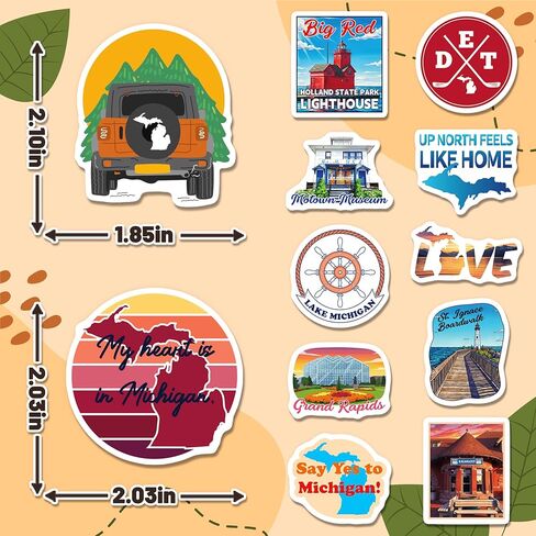 200 PCS Michigan Stickers, Michigan Travel Sticker Pack with 100 Designs, Waterproof Vinyl Vacation Decals for Laptop Water Bottle Travel Journal Party Favors in Saudi Arabia