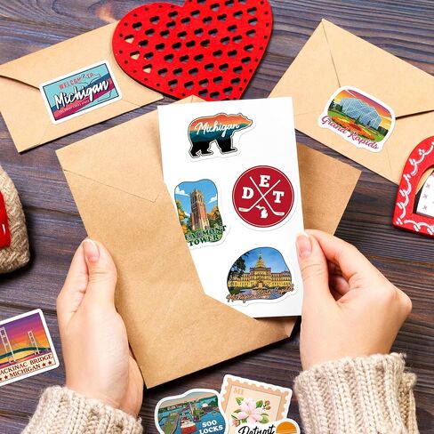 200 PCS Michigan Stickers, Michigan Travel Sticker Pack with 100 Designs, Waterproof Vinyl Vacation Decals for Laptop Water Bottle Travel Journal Party Favors in Saudi Arabia