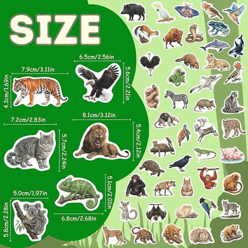 100 Pcs Jungle Safari Zoo Animal Stickers for Kids, Waterproof Vinyl Stickers for Water Bottles, Laptops, Scrapbooks, Jungle Party Favors in Saudi Arabia