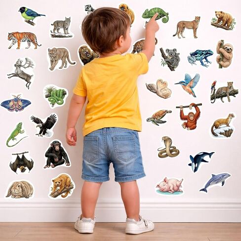 100 Pcs Jungle Safari Zoo Animal Stickers for Kids, Waterproof Vinyl Stickers for Water Bottles, Laptops, Scrapbooks, Jungle Party Favors in Saudi Arabia