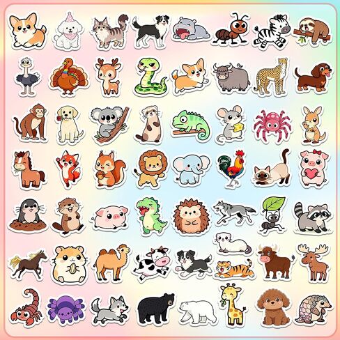 110Pcs Animal Stickers for Kids, Cute Waterproof Vinyl Stickers for Water Bottle Laptop Luggage Helmet, Kawaii Animal Party Favors in Saudi Arabia