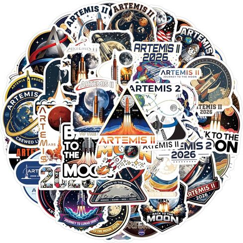 56Pcs Artemis II Stickers, Moon Mission Rocket Astronaut Decals for Laptop, Guitar, Notebook in Kuwait