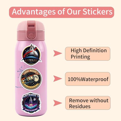 56Pcs Artemis II Stickers, Moon Mission Rocket Astronaut Decals for Laptop, Guitar, Notebook in Kuwait