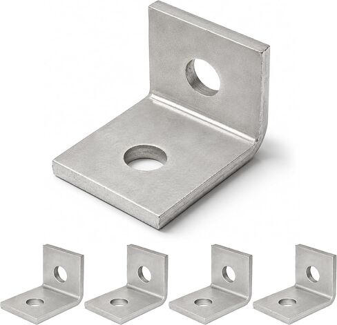 OhLectric Corner Angle Bracket - 2 Hole Cross-Type Shelf Bracket - 9/16" Hole Measurement - Zinc Electro-Plate Finish - Measures 1-5/8" Wide, 1/4" Thick & 13/16" Center to Edge - OL-39834 in Saudi Arabia
