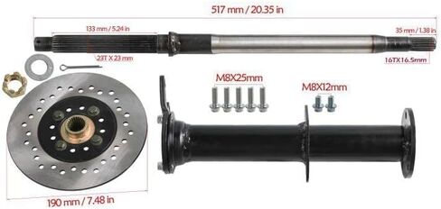 40" Rear Differential Axle Kit with 16T Spline Half Shafts, Disc Rotors & Pre-installed Wheel Hubs for DIY Go Kart, ATV, Quad, Buggy, Trike, Golf Cart, Lawn Mower in Kuwait