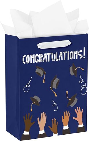WRAPAHOLIC 16.5" Extra Large 2024 Graduation Gift Bag with Card and Tissue Paper -2 Pack Pink Gold Class of 2024 in Saudi Arabia