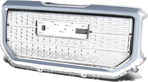 Auto Dynasty Compatible with GMC Sierra 1500 ABS Denali Style Front Bumper/Hood Grille/Grill (Black) in Kuwait