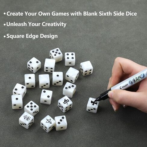 مجموعة نرد SIXPOINTS 20 قطعة من اللؤلؤ الأبيض DIY - 16 مم مربع فارغ من الجانب السادس متوافق مع ألعاب لوحة ألعاب الحرب، D&D RPG MTG ملحقات ألعاب بطاقات الطاولة in Kuwait